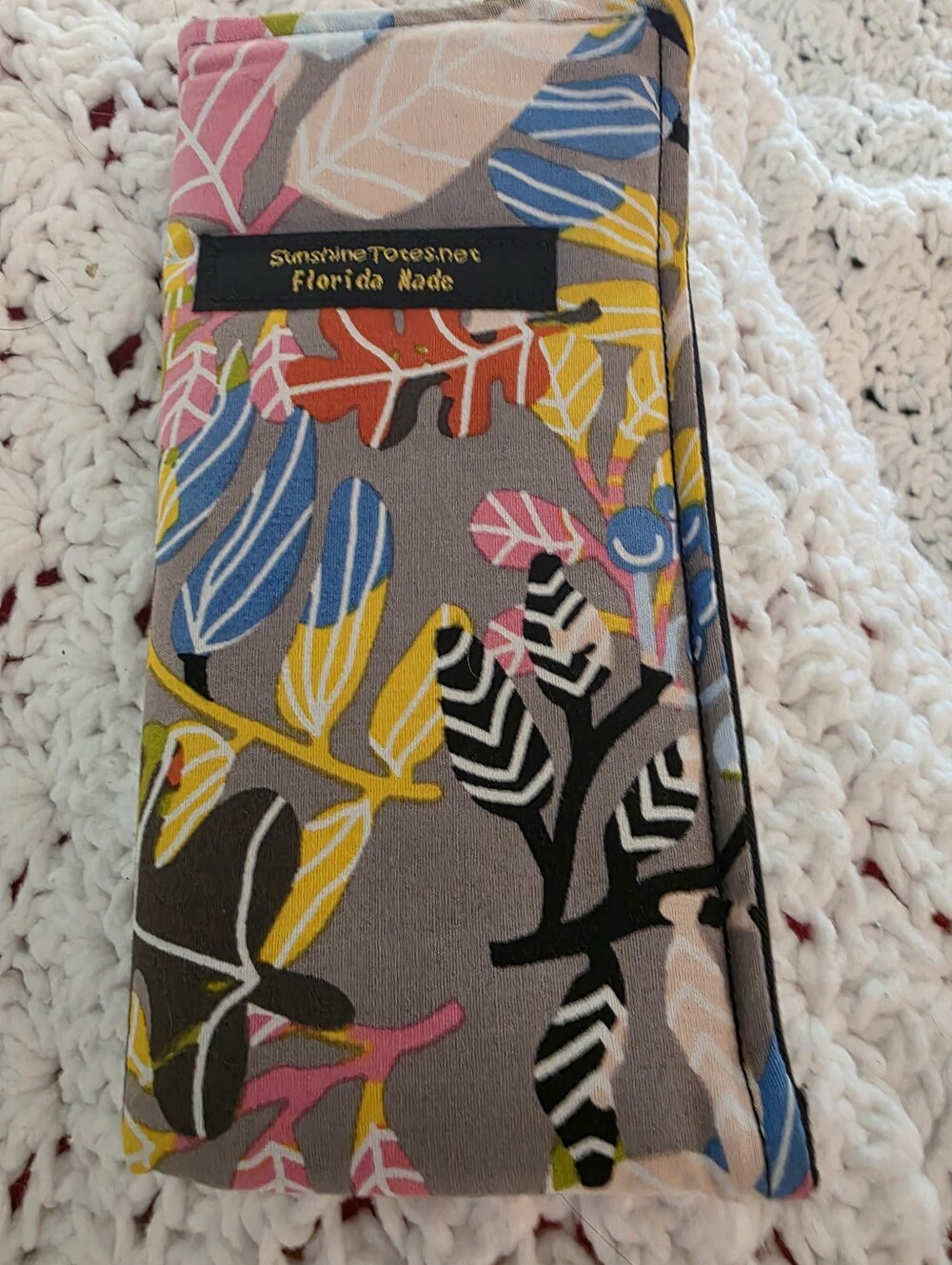 Gray Floral Cotton Eye Glass Case